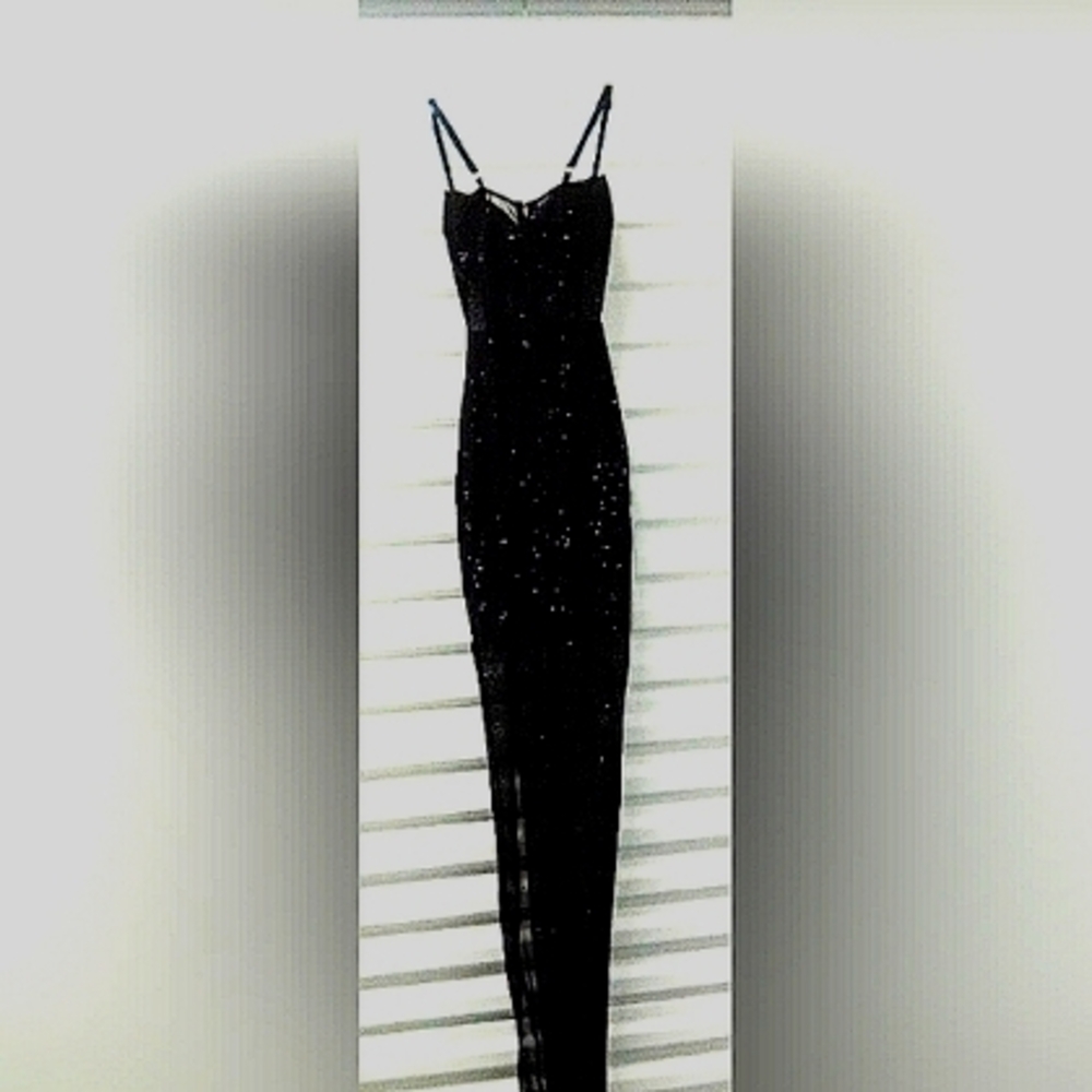 Windsor Taylor Black Beaded/Sheer Dress/Gown SZ XS - Picture 6 of 10